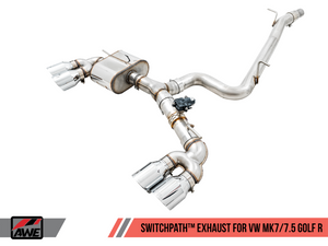 AWE Tuning Volkswagen Golf R MK7.5 SwitchPath Exhaust w/Chrome Silver Tips 102mm