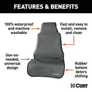 Curt Seat Defender 58in x 23in Removable Waterproof Grey Bucket Seat Cover