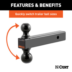 Curt Multi-Ball Mount (2in Solid Shank 2in & 2-5/16in Black Balls)