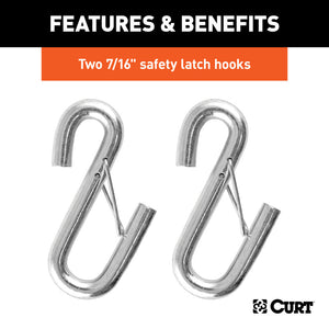 Curt 44-1/2in Safety Cables w/2 Snap Hooks (5000lbs Vinyl-Coated 2-Pack)