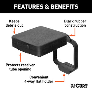 Curt 2in Rubber Hitch Tube Cover w/4-Way Flat Holder (Packaged)