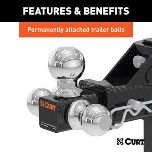 Curt Adjustable Tri-Ball Mount (2in Shank 1-7/8in 2in & 2-5/16in Balls)