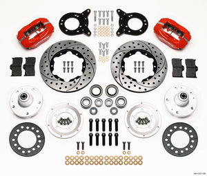 Wilwood Forged Dynalite Front Kit 11.00in Dril Red 1965-1969 Mustang Disc & Drum Spindle