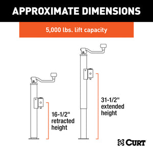 Curt Pipe-Mount Swivel Jack w/Top Handle (5000lbs 15in Travel)