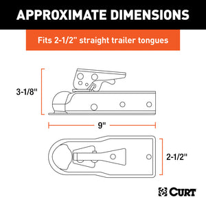 Curt 1-7/8in Straight-Tongue Coupler w/Posi-Lock (2-1/2in Channel 2000lbs Zinc)