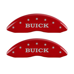 MGP 4 Caliper Covers Engraved Front Buick Engraved Rear Buick Shield Red finish silver ch