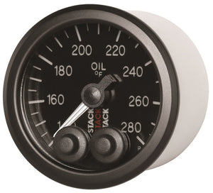 Autometer Stack Instruments 52mm 140-280 Deg F 1/8in NPTF Male Pro Control Oil Temp Gauge - Black