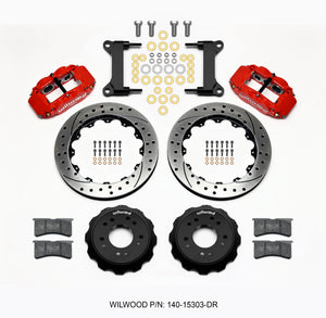 Wilwood Narrow Superlite 6R Front Hat Kit 13.06 Drilled Red 63-87 C10 w/ Wilwood Pro Spindles