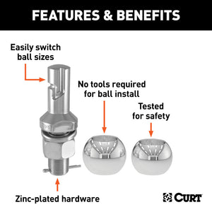 Curt Switch Ball Trailer Ball Set (1-7/8in & 2in Balls 1in x 2-1/4in Shank)