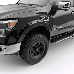 EGR 16+ Nissan Titan XD Bolt-On Look Color Match Fender Flares - Set - Black Metallic