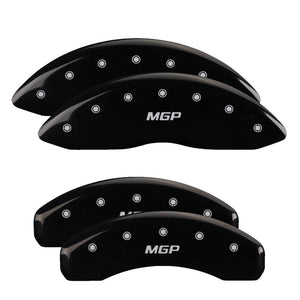 MGP 4 Caliper Covers Engraved Front & Rear Style 2/Chrysler Wing Black finish silver ch