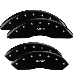 MGP 4 Caliper Covers Engraved Front & Rear GMC Black finish silver ch