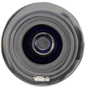 K&N Universal Air Filter Chrome Round Tapered Blue - 4in Flange ID x 1.125in Flange Length x 5.5in H