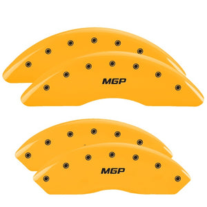 MGP 4 Caliper Covers Engraved Front & Rear 99-03 GMC Sierra 1500 Yellow Finish Black GMC Logo