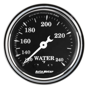 Auto Meter Gauge Water Temp 2 1/16in 120-240F Mech Old Tyme Black