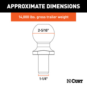 Curt Replacement SecureLatch 2-5/16in Pintle Ball (14000lbs 1-1/4in Shank)