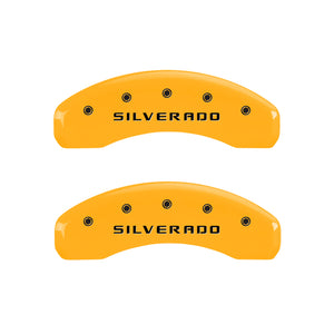 MGP 4 Caliper Covers Engraved Front & Rear Silverado Yellow Finish Black Char 2005 Chevrolet Astro