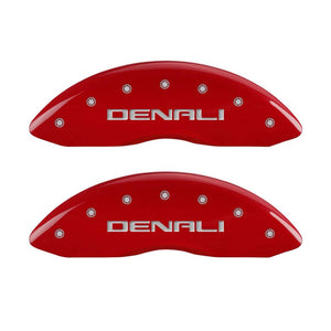 MGP 4 Caliper Covers Engraved Front & Rear Denali Red Finish Silver Char 2018 GMC Canyon