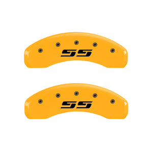 MGP 4 Caliper Covers Engraved Front & Rear Silverado SS Yellow Finish Black Char 2001 Chevy Tahoe