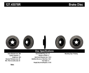 StopTech 07-09 Mazda 3 Right Front Slotted & Drilled Rotors