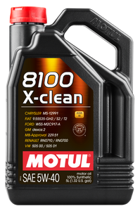 Motul 5L Synthetic Engine Oil 8100 5W40 X-CLEAN C3 -505 01-502 00-505 00-LL04