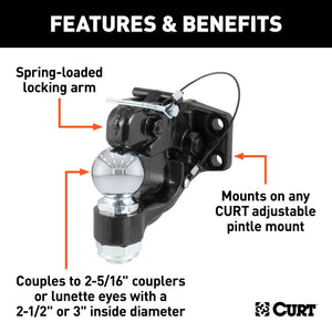 Curt Ball & Pintle Combination (2-5/16in Ball 16000lbs Ball Capacity)