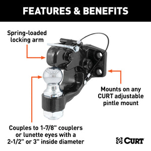 Curt Ball & Pintle Combination (1-7/8in Ball 6000lbs Ball Capacity)