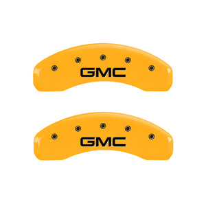 MGP 4 Caliper Covers Engraved Front & Rear GMC Yellow finish black ch