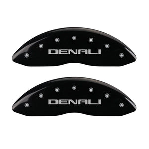 MGP 4 Caliper Covers Engraved Front & Rear Denali Black finish silver ch