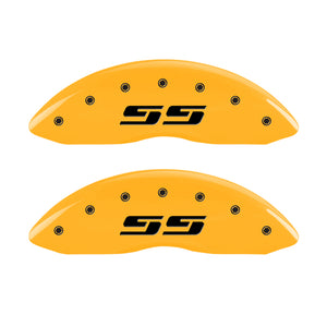 MGP 4 Caliper Covers Engraved Front & Rear Silverado SS Yellow Finish Black Char 2001 Chevy Tahoe