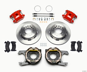 Wilwood D154 P/S Park Brake Kit Red Jeep Dana 35 2.56 Off 5-lug w/ lines