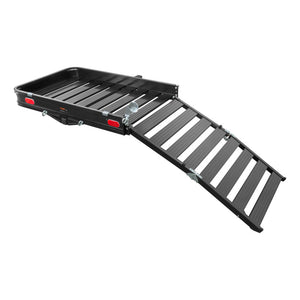 Curt 50in x 30-1/2in Aluminum Hitch Cargo Carrier w/Ramp