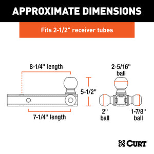 Curt Multi-Ball Mount (2-1/2in Hollow Shank 1-7/8in 2in & 2-5/16in Black Balls)