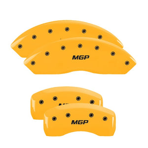 MGP 4 Caliper Covers Engraved Front & Rear MGP Yellow Finish Black Char 2018 Buick Envision