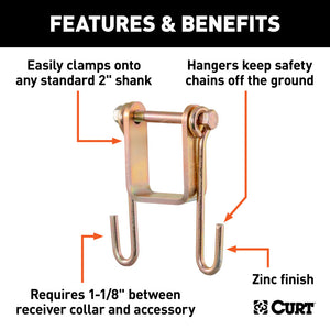 Curt Trailer Safety Chain Holder Bracket w/ 2in Shank