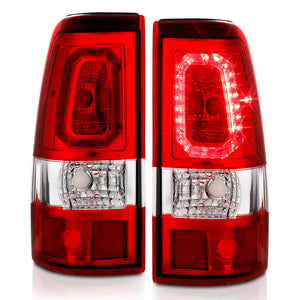 ANZO 1999-2002 Chevy Silverado 1500 LED Taillights Plank Style Chrome With Red/Clear Lens