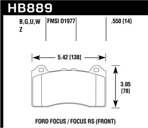 Hawk 2017 Ford Focus HPS 5.0 Front Brake Pads