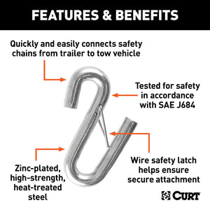 Curt Certified 17/32in Safety Latch S-Hook (7600lbs)