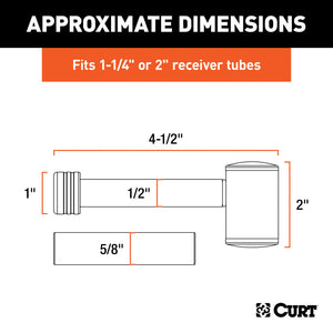 Curt 1/2in Hitch Lock w/5/8in Adapter (1-1/4in or 2in Receiver Right-Angle Chrome)