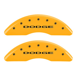 MGP 4 Caliper Covers Engraved Front & Rear Dodge Yellow Finish Black Char 2010 Dodge Ram 3500