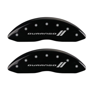 MGP 4 Caliper Covers Engraved Front & Rear With stripes/Durango Black finish silver ch