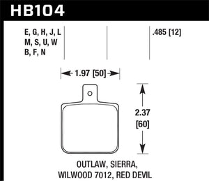 Hawk HT-10 Wilwood DL Single Outlaw w/ 0.156in Center Hole Race Brake Pads