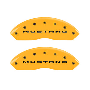 MGP 4 Caliper Covers Engraved Front 2015/Mustang Engraved Rear 2015/37 Yellow finish black ch