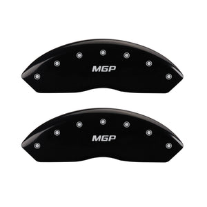 MGP 4 Caliper Covers Engraved Front & Rear MGP Black Finish Silver Char 2019 GMC Arcadia