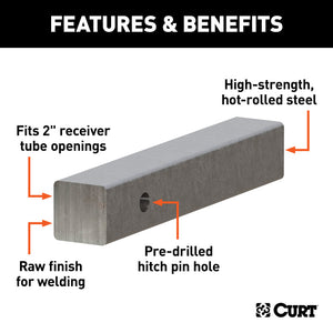 Curt 12in Raw Steel Hitch Bar