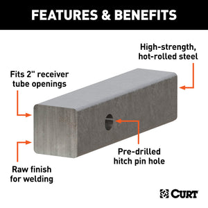 Curt 8in Raw Steel Hitch Bar