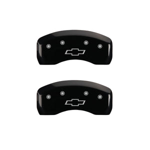 MGP 4 Caliper Covers Engraved Front & Rear Bowtie Black finish silver ch