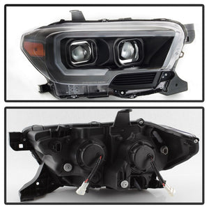 xTune 16-18 Toyota Tacoma SR/SR5 DRL Proj Headlights w/Turn Signal - Blk (PRO-JH-TTA16-SR-BK)