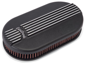 Edelbrock Air Cleaner Classic Series Oval Aluminum Top Cloth Element 17 5In X 9 35In X 3 9In Black