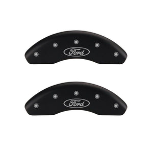 MGP 4 Caliper Covers Engraved Front & Rear Oval logo/Ford Black finish silver ch